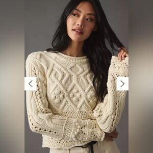 Cream Cable Knit Sweater S